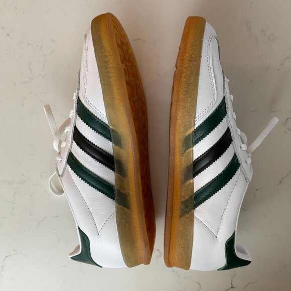 Adidas Gazelle Lace Up Lo Cut Signature 3 Stripe Sneakers Wht Grn Blk Sz 9 NWOT - Picture 3 of 12